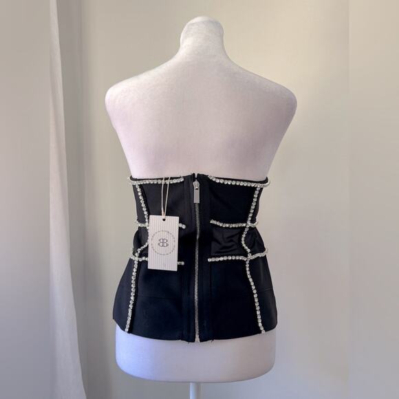 NWT Bella Barnett Black Rhinestone Tube Top - Picture 6 of 9